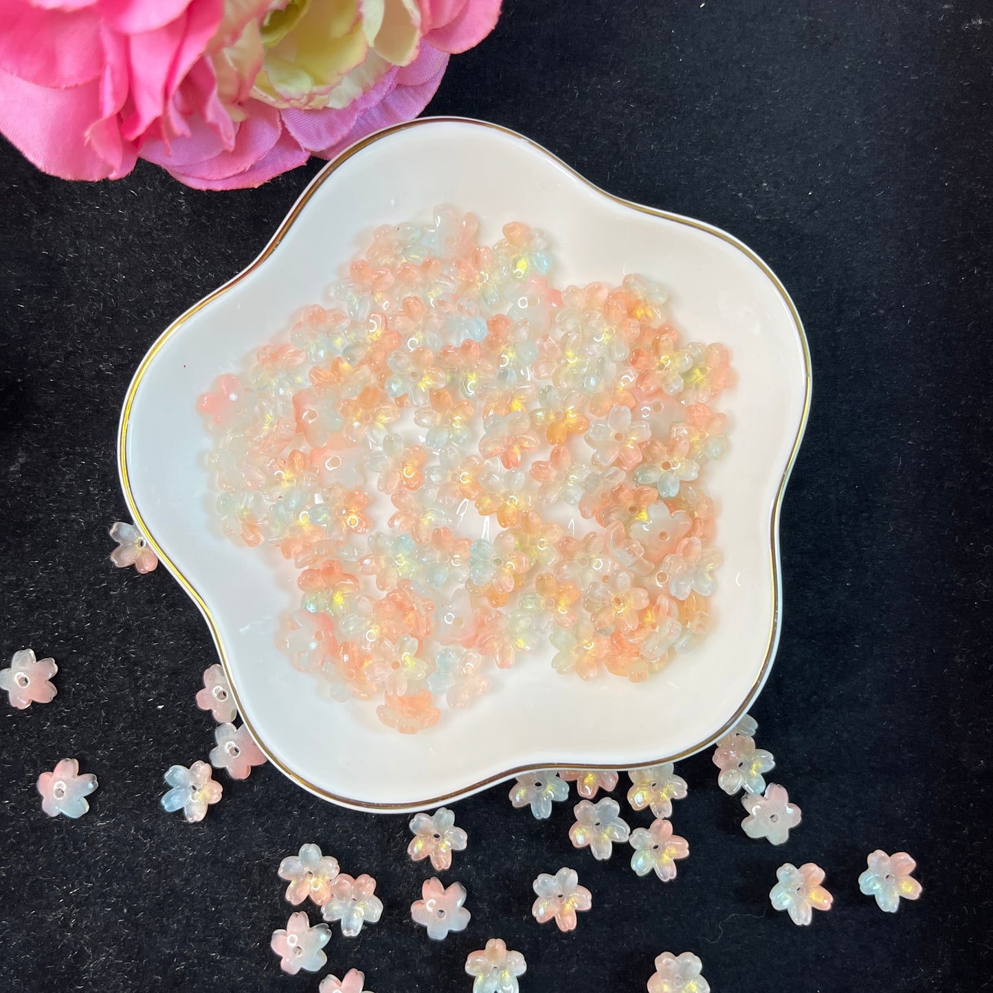 DIY GLASS SAKURA FLOWER BEADS  GLASS  PEARL  BEADS