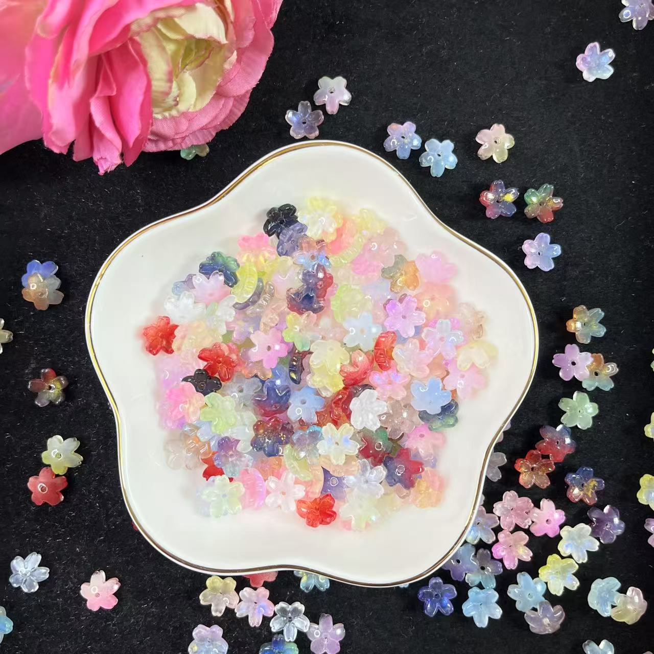DIY GLASS SAKURA FLOWER BEADS  GLASS  PEARL  BEADS